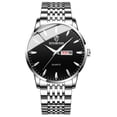 thumbnail image 2 of Resicozy Mens Gold Watches Stainless Lightweight Watch with Date Classic Watch Gold White Blue Black Dial Black with Silver Band, 2 of 3