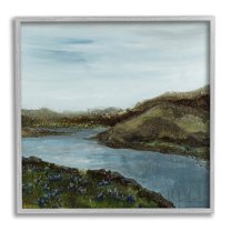 Stupell Industries Grassland Stream Flowing Countryside Graphic Art Gray Framed Art Print Wall Art, Design by Ruth Fromstein