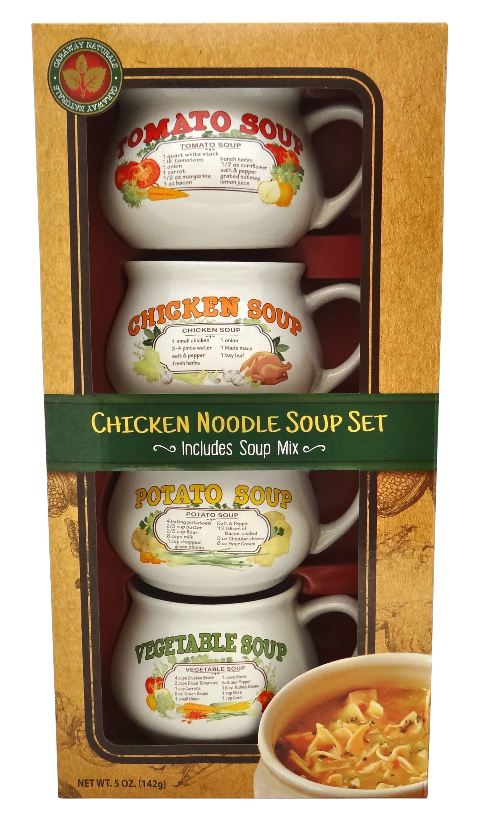 Caraway Naturals Nostalgic Soup Bowls Set with Chicken Noodle Soup Mix, 5oz, pic