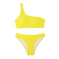 thumbnail image 4 of Penkiiy Women's Ribbed Bikini Sets One Shoulder Top with Mid Waist Two Piece Bathing Suit L Yellow, 4 of 4