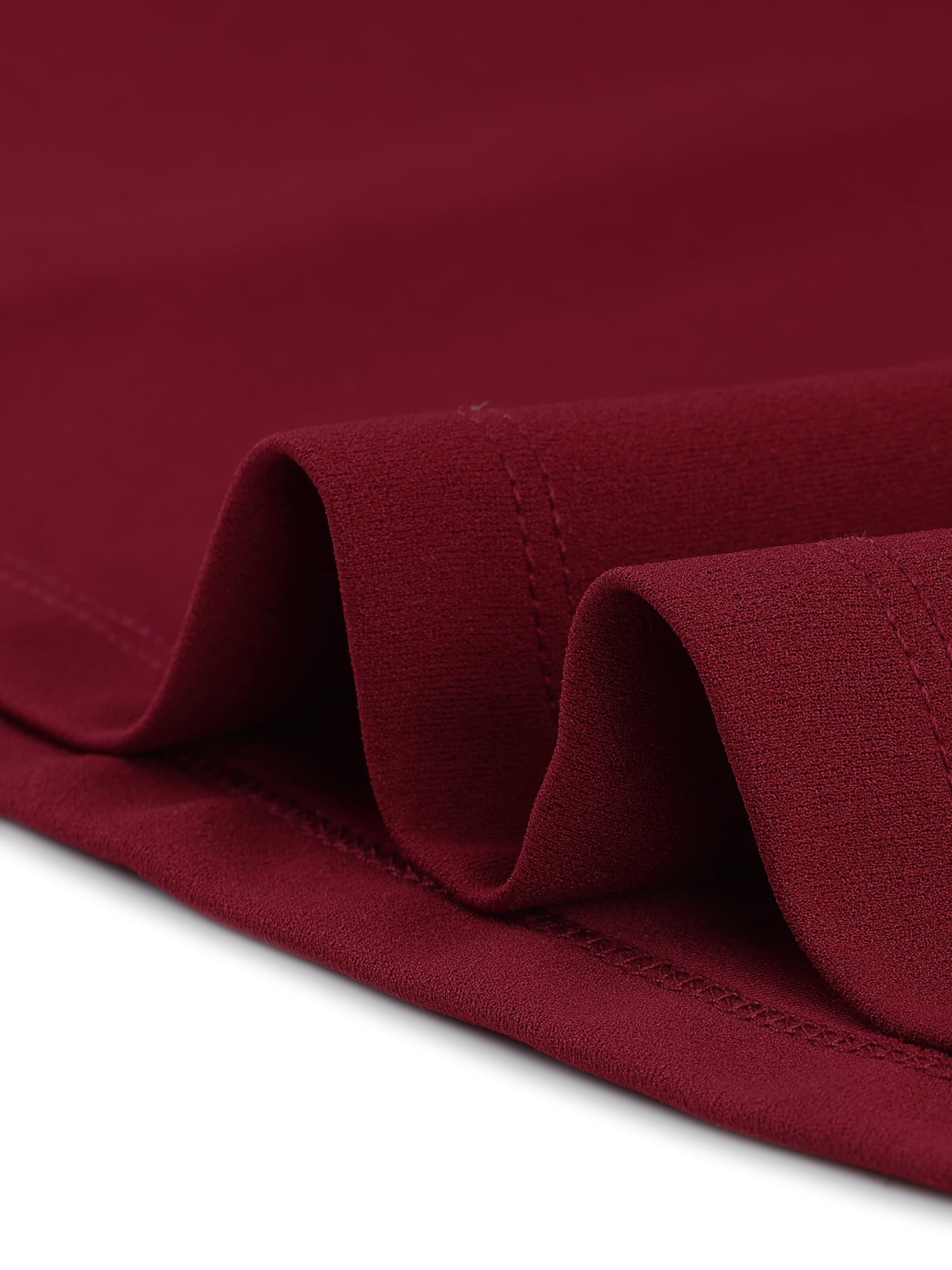 Unique Bargains Women's Sheath 3/4 Sleeves Stand Collar A-Line Dress L Wine Red