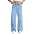 thumbnail image 4 of Mifsaly Womens Baggy Wide Leg Pants High Waisted Casual Trousers with Pockets Relaxed Fit Straight Bottom Everyday Streetwear Y2K Fashion Apparel Light Blue,11-12 Years, 4 of 9
