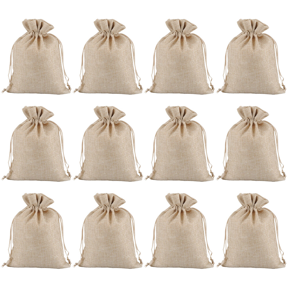 Linen Gift Bags 20PCS Sackcloth Drawstring Pouch Linen Cloth Drawstring