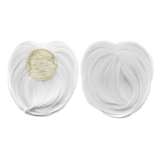 CAROOTU Seamless Silks-Base Hair Topper Fringe Hairpiece Straight Clip in Forehead Topper with Wispy Bangs