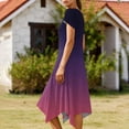 thumbnail image 5 of Gamivast Sun Dresses for Women Ombre Gradient Short Sleeve Midi Dress With Pockets Loose Fit Casual Style Handkerchief Hem Summer Outfits Flowy Sundress, 5 of 6