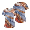 thumbnail image 2 of EHTMSAK Nurse Tops for Women with Pocket Floral Nurses Clothing Working Uniform Top Care Workwear Fashion Short Sleeve Blouse Shirt Orange 3X, 2 of 7