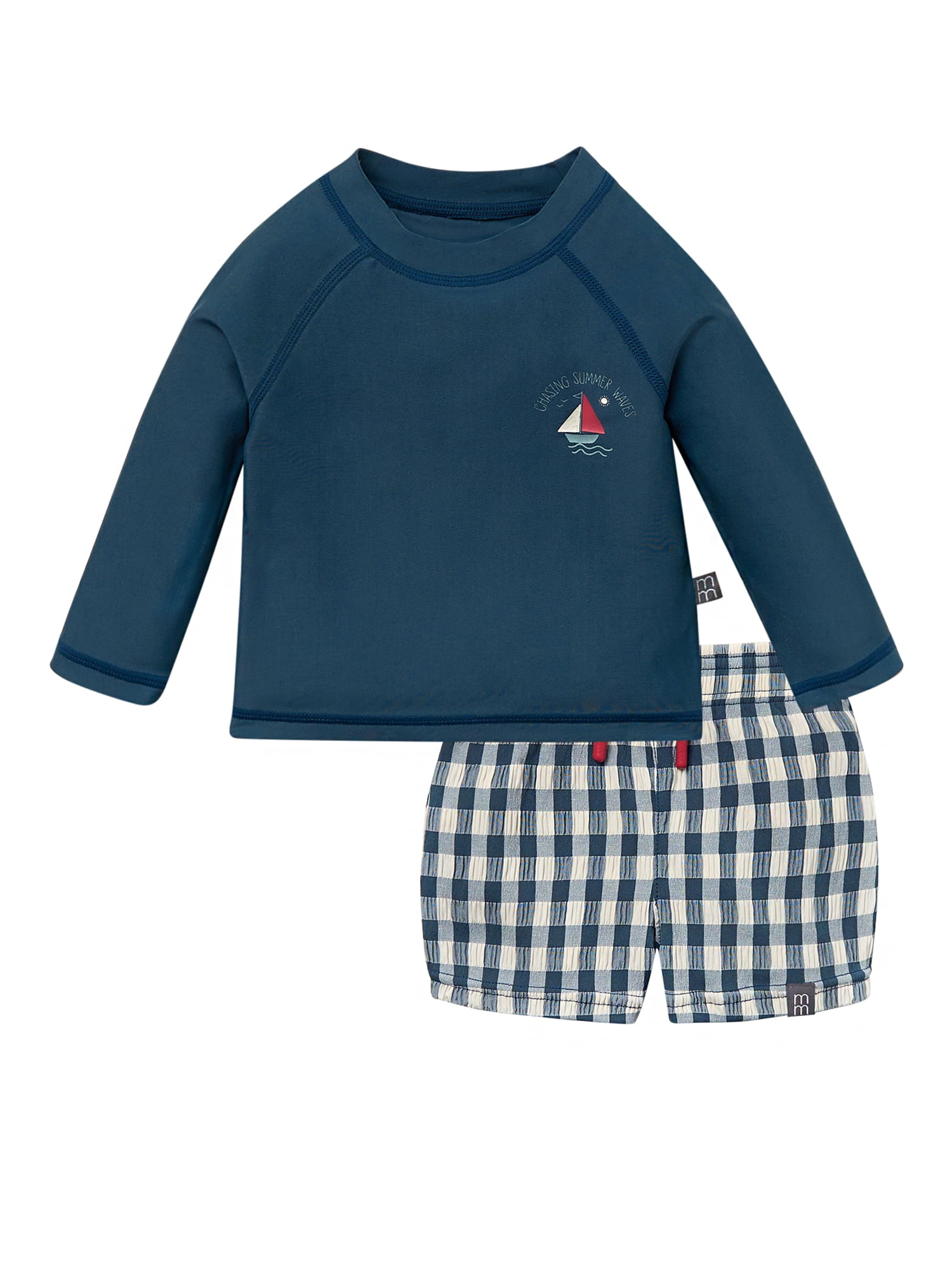 Modern Moments by Gerber Toddler Boy Long Sleeve Rashguard and Short Set, 2-Piece, Sizes 0/3M - 5T