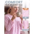thumbnail image 4 of Casual Nights Women's Fleece Long Sleeve Nightgown, Floral Microfleece Sleepwear with Lace Trim and 3-Button Crew Neck, Floral/Pink Medium, 4 of 6