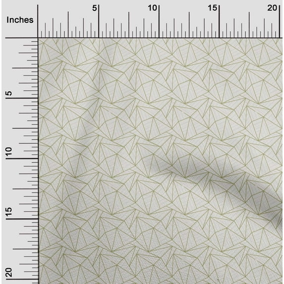 oneOone Polyester Lycra Olive Green Fabric Stripe|Dot & Triangle Shape Geometric Fabric For Sewing Printed Craft Fabric By The Yard 56 Inch Wide