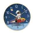 thumbnail image 4 of Reloj de pared de astronauta, silencioso, con marco dorado, redondo, analógico, sin tictac, de 8 pulgadas Cohete de astronauta, 4 of 9