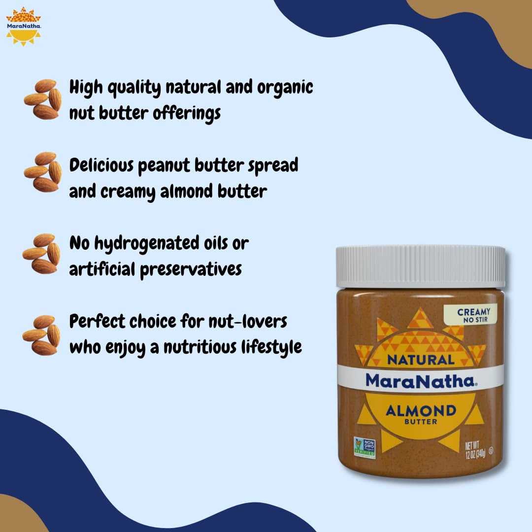 MaraNatha, Natural California Almond Butter, Creamy, 12 oz Pack of 3