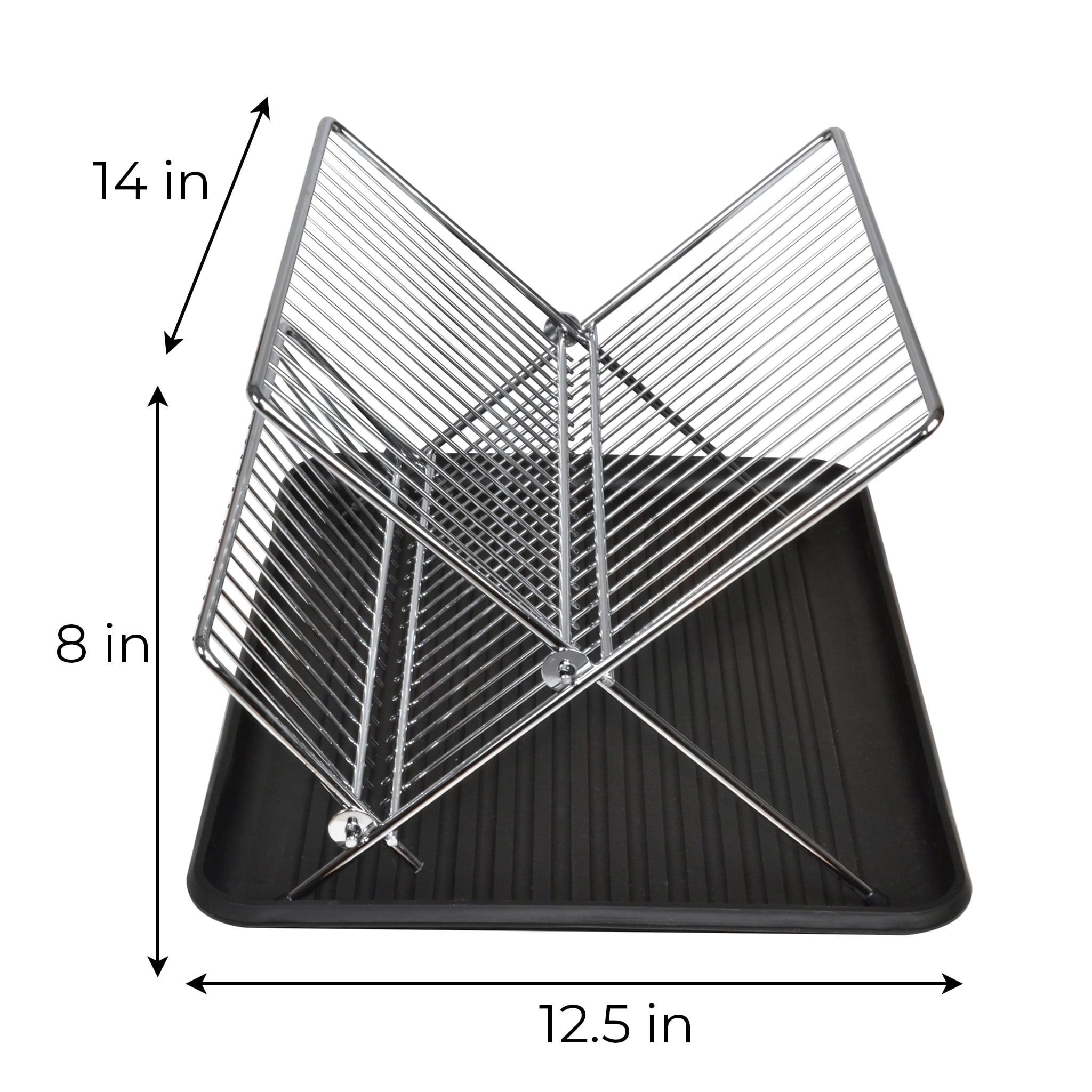 Smart Design Dish Drainer Rack with Sink or Counter Drying Board - Chrome