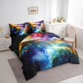 thumbnail image 2 of Manfei Celestial Cosmic Clouds 7 Pieces Full Size Bedding Sets,Glowing Stars Dots Full Size Bed in a Bag,Multicolor,Black Reversible, 2 of 7