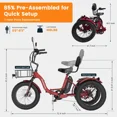 thumbnail image 4 of Lilypelle Peak 1100w Folding Electric Tricycle for Adults, 7 Speed 20" x 4.0 " Fat Tire 3 Wheel Aluminum Electric Bike W/ Differential & Suspension Fork, 48V 14.5Ah Battery, Up to 60Miles, 16Mph, 4 of 11