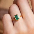 thumbnail image 5 of LATELIERDBIJOUX Green Emerald Wedding Ring / Promise Gift for her / 1.5 Ct Color Gemstone / 8x6mm Bezel Set Jewelry / Solitaire Minimalist Ring, 5 of 6