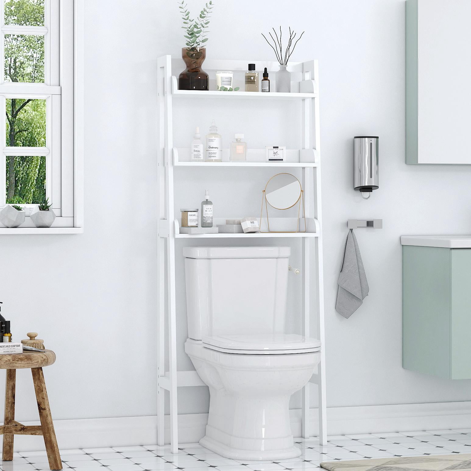 STAROUS Over The Toilet Storage Shelf, 3-Tier Over Toilet Bathroom Organizer, Above Toilet Shelves, Bathroom Spacesaver, White