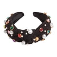 thumbnail image 2 of yotijay Knotted Headband Head Band Headdress Wide Headband Turban Headband Soft Top Knot Black, 2 of 9