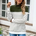 thumbnail image 1 of EGNMCR Pull Col Roulé pour Femmes, Pulls pour Femmes Mode Rayé Col Montant Manches Longues Pull Tops Pull pour Femmes, 1 of 5