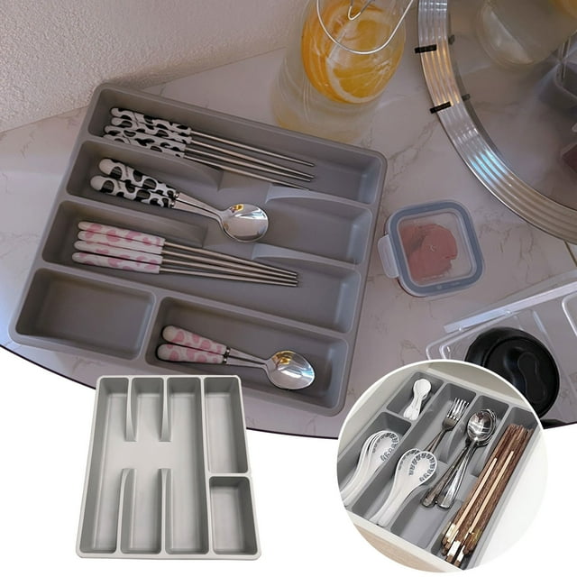 Tableware 2 Smark Cutlery Tray for Drawer Organization with Chopsticks Forks Divider Kitchen Storage Solution