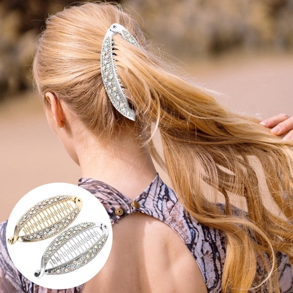 Minkissy 4Pcs Vintage Banana Clips for Girls Assorted Color Hair Fastening At Work Party Beach
