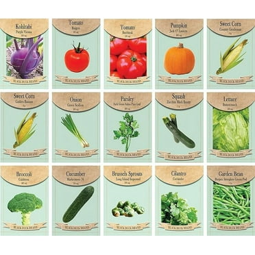 Set of 15 Assorted Vegetable & Herb Seed Packets - Create a Deluxe Garden Heirloom Seeds - 100% Non-GMO (15)