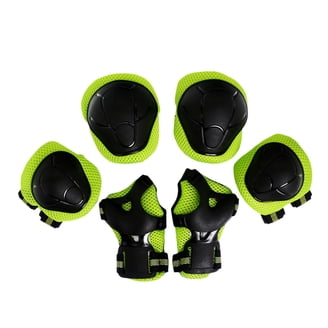 Kids Rollerblading Protective Gear Set - 6-Piece Wrist, Elbow & Knee Pads In Black (For Skate & Blade Safety)
