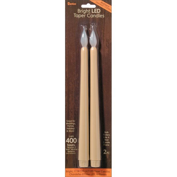 Battery Operated LED Taper Candles 11" 2/PkgIvory