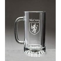 McCrory Irish Coat of Arms Glass Beer Mug (Sand Etched)