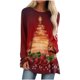 thumbnail image 2 of ICHUANYI Liquidación Camisas casuales florales de manga larga para mujer Jersey sólido Tops de túnica sueltas Estampado de árbol de Navidad Blusa de manga larga con cuello redondo ICHUANYI WER2023082204520, 2 of 5