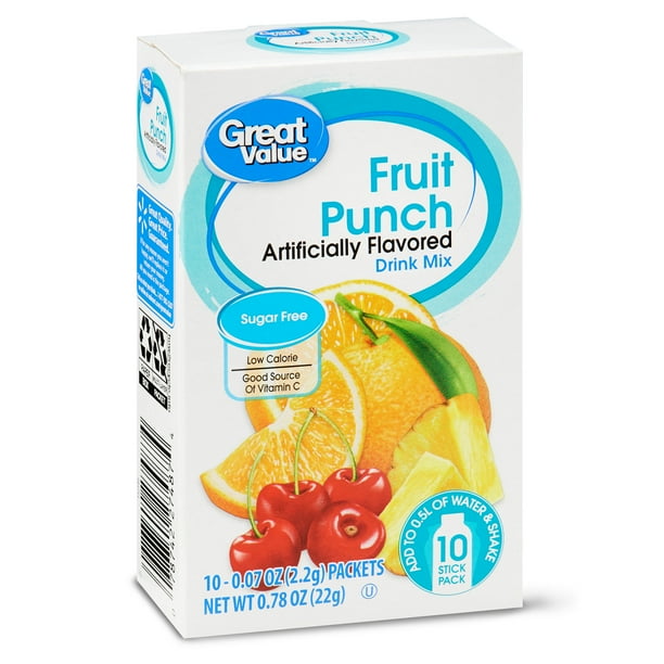 Great Value Fruit Punch Drink Mix, 0.07 Oz, 10 Ct