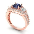 thumbnail image 2 of 2.16 ct Round Cut Simulated Blue Sapphire 3 Stone 18K Rose Gold Womens Engagement Ring, 2 of 5