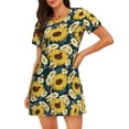 thumbnail image 1 of Easygdp Sunflowers Camisón de manga corta para mujer, informal, estampado, 1 of 6