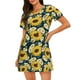 thumbnail image 1 of Fotbe Sunflowers Bata de Dormir para Mujer con Estampado, Camisón de Algodón de Manga Corta, Ropa de Dormir Casual, 1 of 6