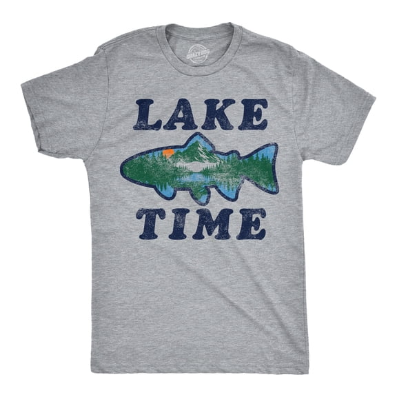 Mens Funny T Shirts Lake Time Sarcastic Vacation Graphic Novelty Tee For Men Graphic Tees