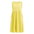 thumbnail image 4 of Summer Plus Size Sun Dresses for Womens Fashion Solid Color Casual Round-Neck Sleeveless Dress With Pocket, 4 of 9