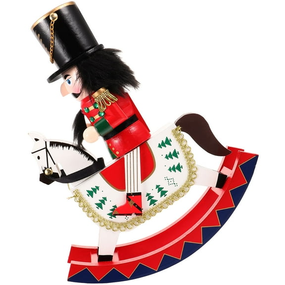 OFFIGAM 1Pack Wooden Horse Nutcracker Soldier Red Decoration Christmas Ornament 11.8x9.8x3.1in