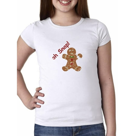 Ginger Bread Man - Oh Snap! - Funny Broken Arm Girl's Cotton Youth T-Shirt