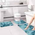 thumbnail image 4 of Clearance & Promo, Mixed Color Bath Mats, 3PC Set, Winter Bathroom Rugs for Toilet, Non-Slip, Machine Washable Holiday Joy | Nylon,Spandex, Blue, MATA, 4 of 9