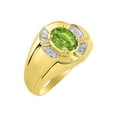 thumbnail image 4 of RYLOS Yellow Gold Plated Silver Ring 8X6MM Oval Gemstone &  Diamond Unisex Rings Peridot August Birthstone Ring Size 7, 4 of 7