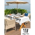 thumbnail image 4 of Outdoor Tablecloth with Umbrella Hole and Zipper, Happy Easter Rectangle Table Cloth 60x84 Inch Waterproof Tablecloth, Spring Carrots Country Black and White Plaid Picnic Table Cover for Patio, 4 of 7