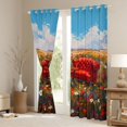 thumbnail image 3 of Feelyou Red Groovy Floral Blackout Curtains Set of 2 (52x84 Each), Farmhouse Flower Botanical Window Curtains, Vintage Oil Printing Curtains and Drapes, Window Curtains Bedroom Decor, 3 of 6