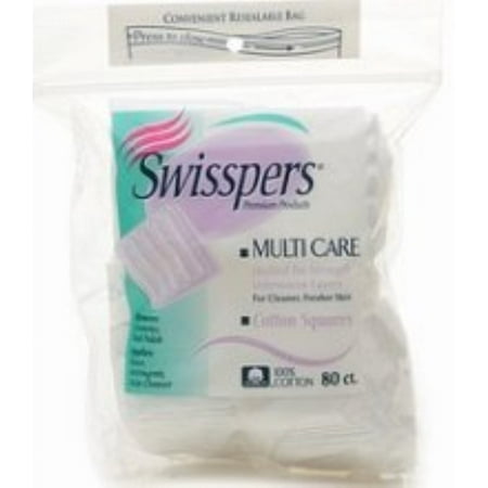 6 Pack - Swisspers Cotton Squares Multi-Care 80 ea