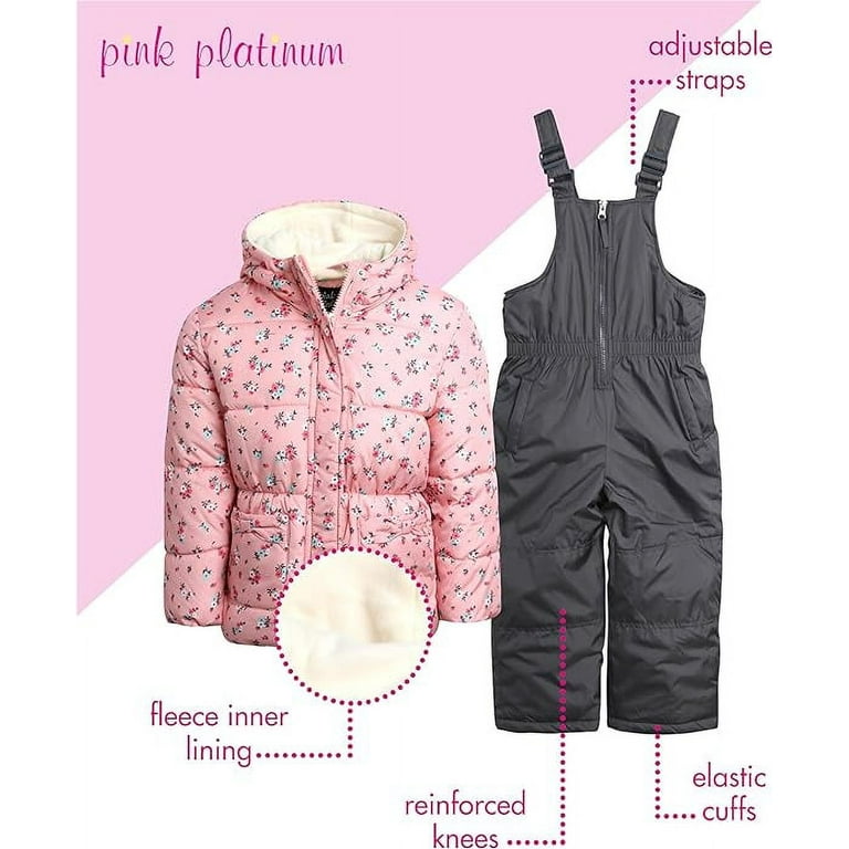 Pink Platinum Girls Snowsuit 2 Piece Insulated Ski Jacket and Snow Bib Size 12M 4 Walmart
