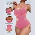 thumbnail image 5 of Ndbuld Bodysuit for Women Mid-Thigh Shaperwear Womens Solid Color Sexy Chest Support Shaping Abdomen Corset Shapewear Bodysuit,XS-3XL,Hot Pink,XL, 5 of 5