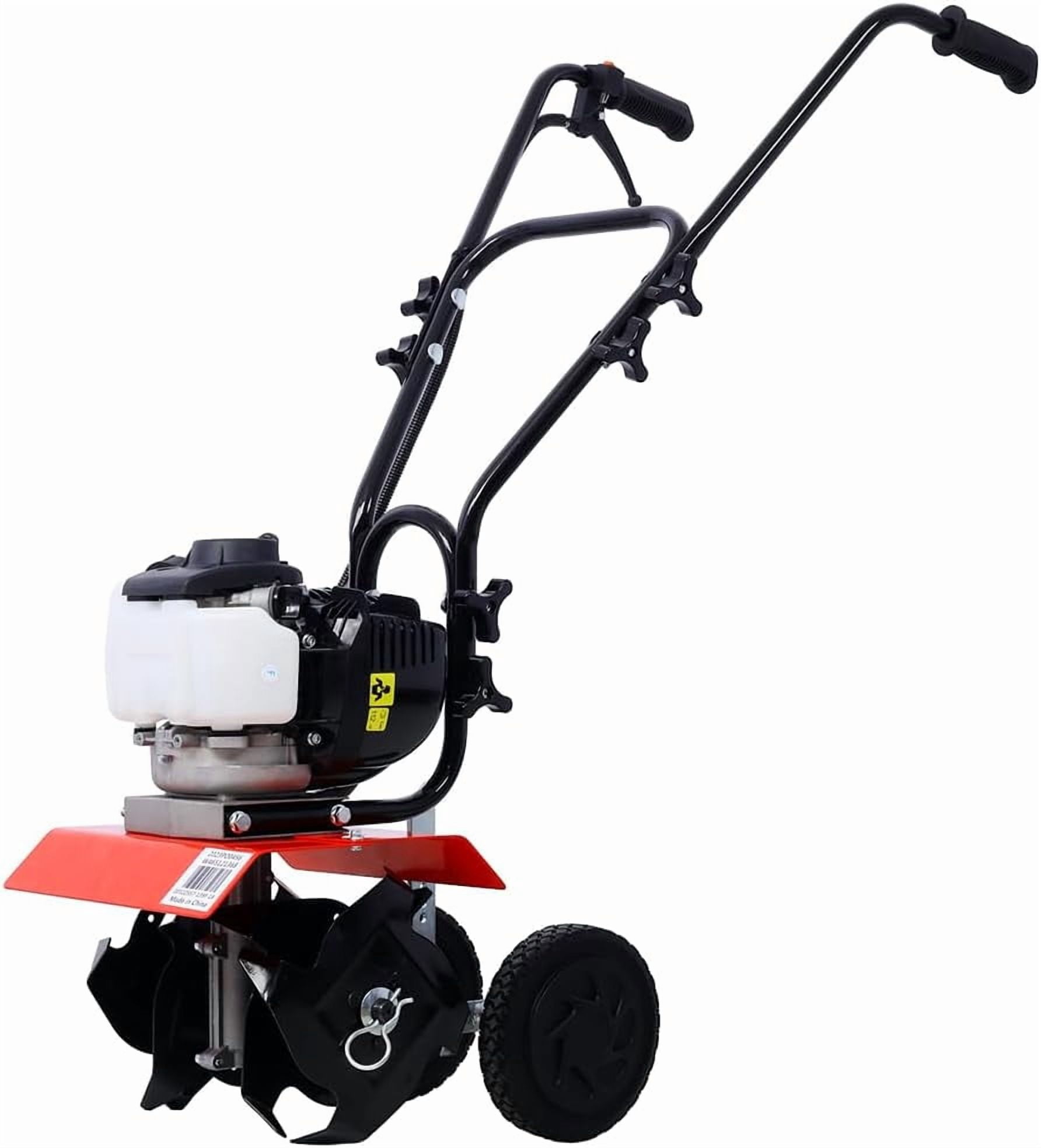 Rugerasy 37.7cc 4-Cycle Mini Tiller Cultivator,Powerful Engine,Air Filter Design Ergonomic Stand-Up Starting Garden Cultivator,Powerful Clean Emissions Performance,Red