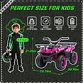thumbnail image 7 of Conchico 24V Ride on ATV cars, 4 Wheeler Ride on Toys with Front and Rear Storage Racks, Electric Ride on Vehicles for Kids Aged 3-5, LED Lights, Power Display, Crash Bars, Bluetooth, MP3, Pink, 7 of 7