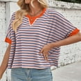 thumbnail image 2 of Ediodpoh Women's Casual Striped Batwing Sleeve T Shirt Soft Round Neck Summer Top for Home Outdoor Wear with Jeans Tshirts Shirts for Women Orange XL, 2 of 9