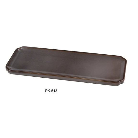 Yanco PK-513 Peacock 13" X 5-1/4" X 3/4" RECTANGULAR SUSHI PLATE, China, Gray, Pack of 12