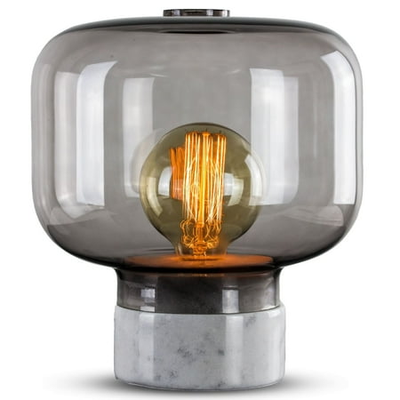 Art Glass Marble Crystal Art Gallery American Art Decor Modern Stylish Marble Base With Glass Shade 11-inch Accent Table Lamp ()