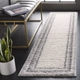 thumbnail image 2 of SAFAVIEH Border & Stripe Hyram Bordered Shag Runner Rug, Ivory/Grey, 2'2" x 8', 2 of 7